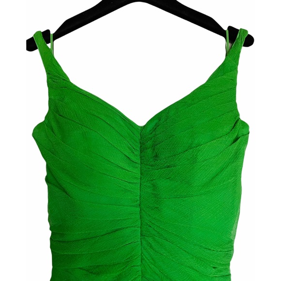 ALEXANDER MCQUEEN VINTAGE GREEN SILK RUCHED DRESS SIZE 40 - Picture 6 of 11